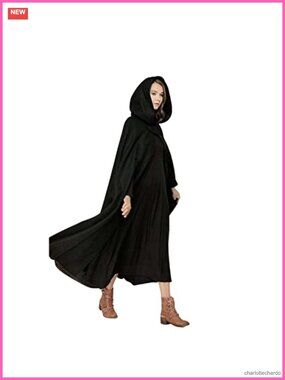 Gothic Winter Cloak with Hood Women's Extended Trench Coat Harajuku Style